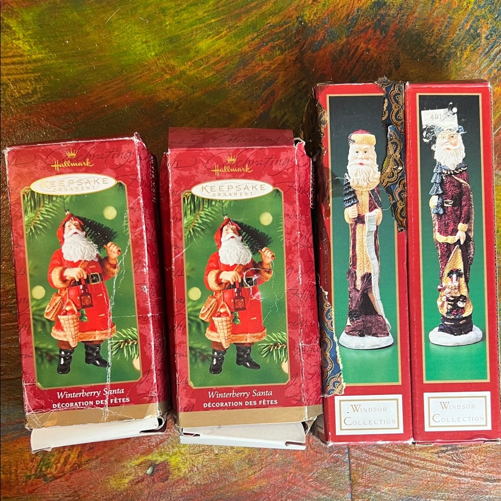 Hallmark Keepsake & Windsor Collector Series Ornaments Set of 4 NEW Santas Vtg
